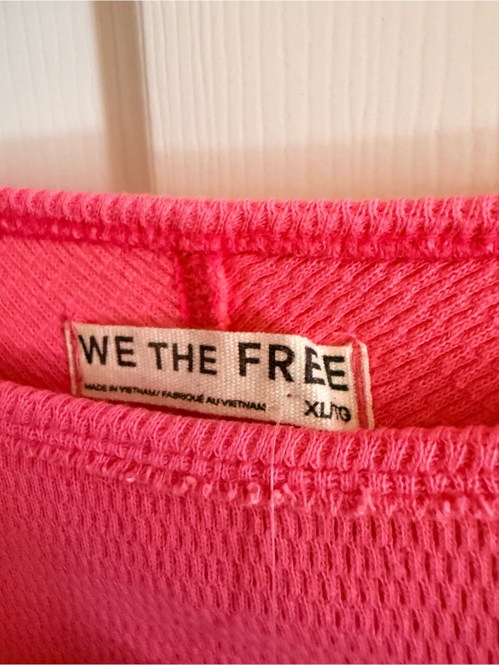 Free People XL Extra Large Hot Pink Thermal Long Sleeve Top Pullover Shirt - Picture 2 of 8